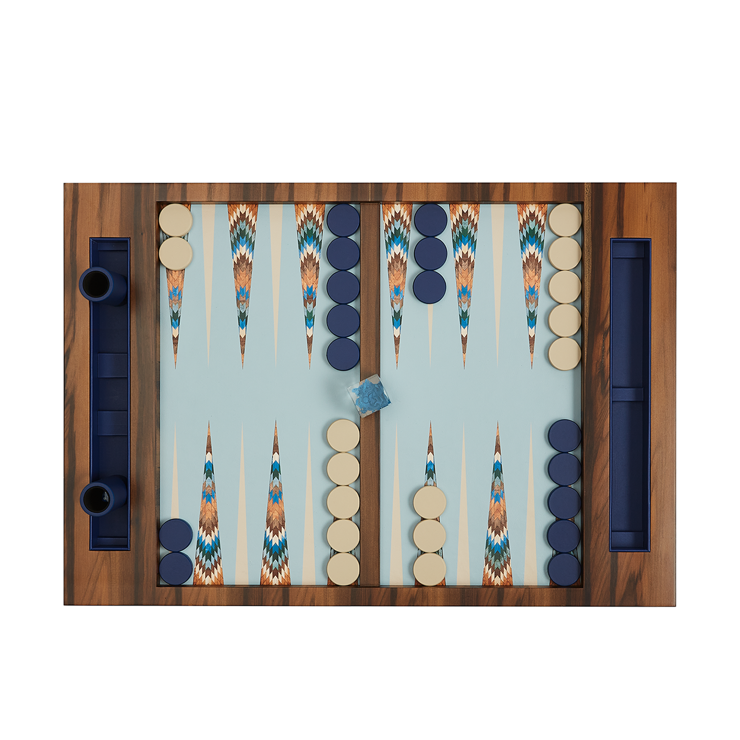 Alexandra Llewellyn Blue Aztec Table Top Backgammon