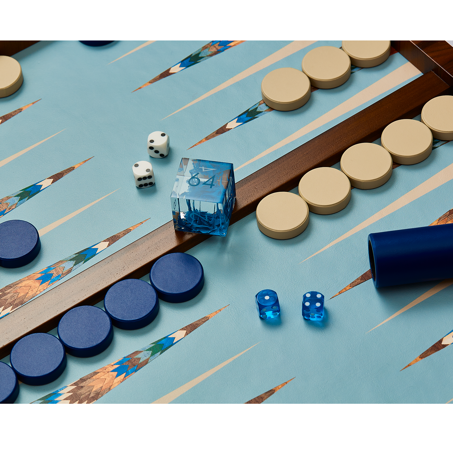 Alexandra Llewellyn Blue Aztec Table Top Backgammon