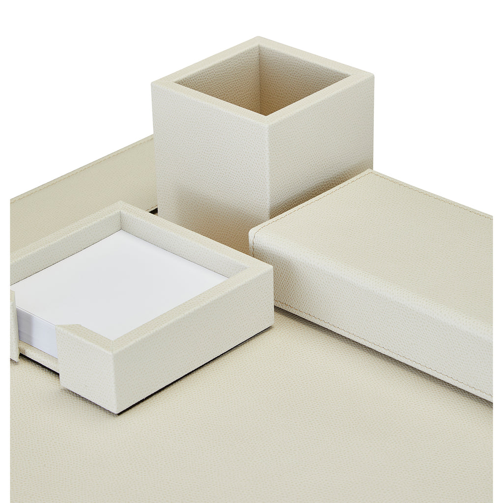 Auri Cream Leather Desk Set