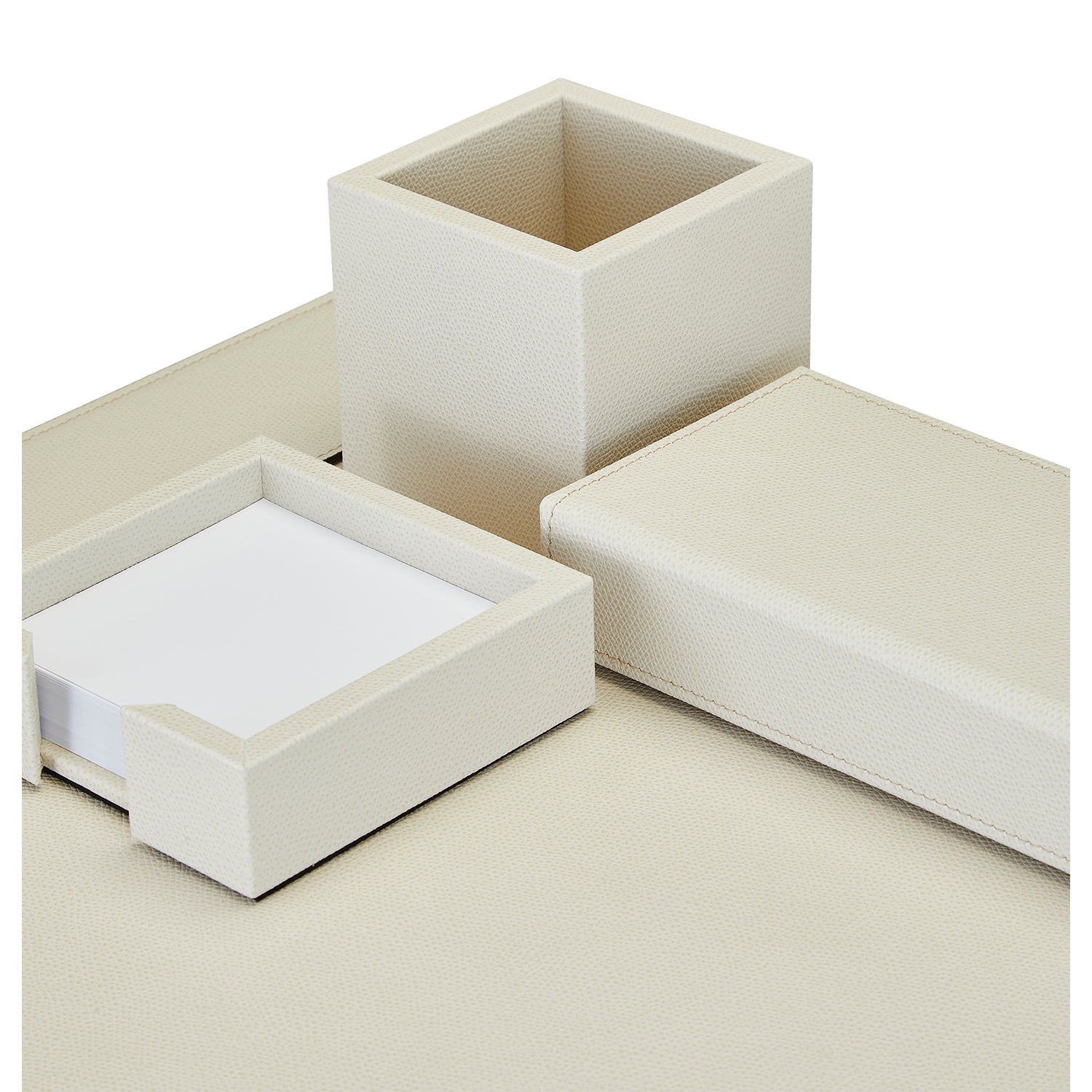 Auri Cream Leather Desk Set