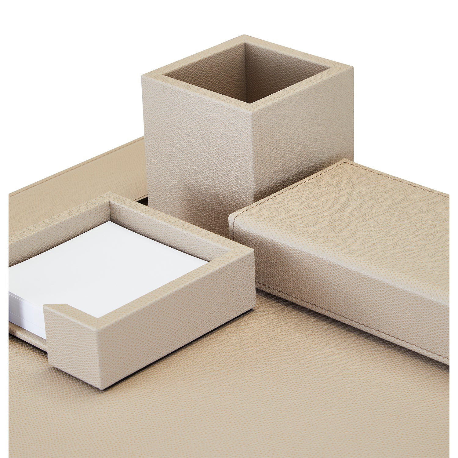 Auri Taupe Leather Desk Set