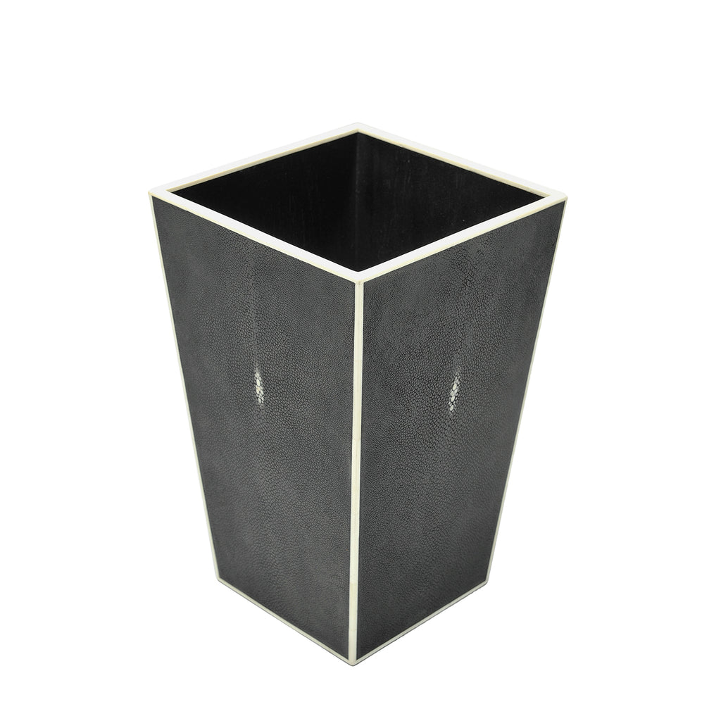 Belmont Tapered Black Shagreen Bin