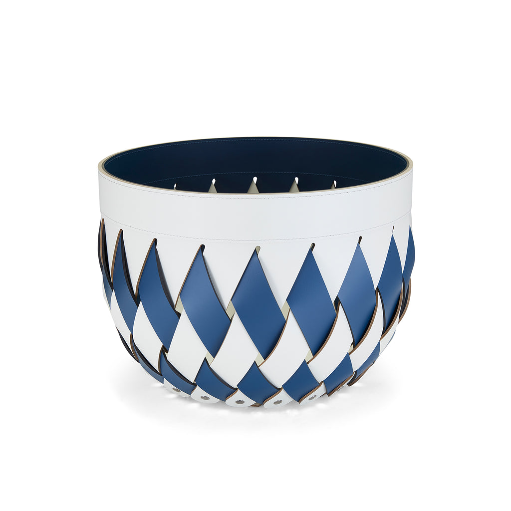 Canaria White / Navy Leather Basket