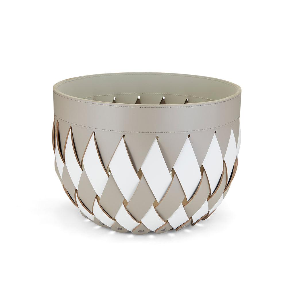 Canaria White / Taupe Leather Basket