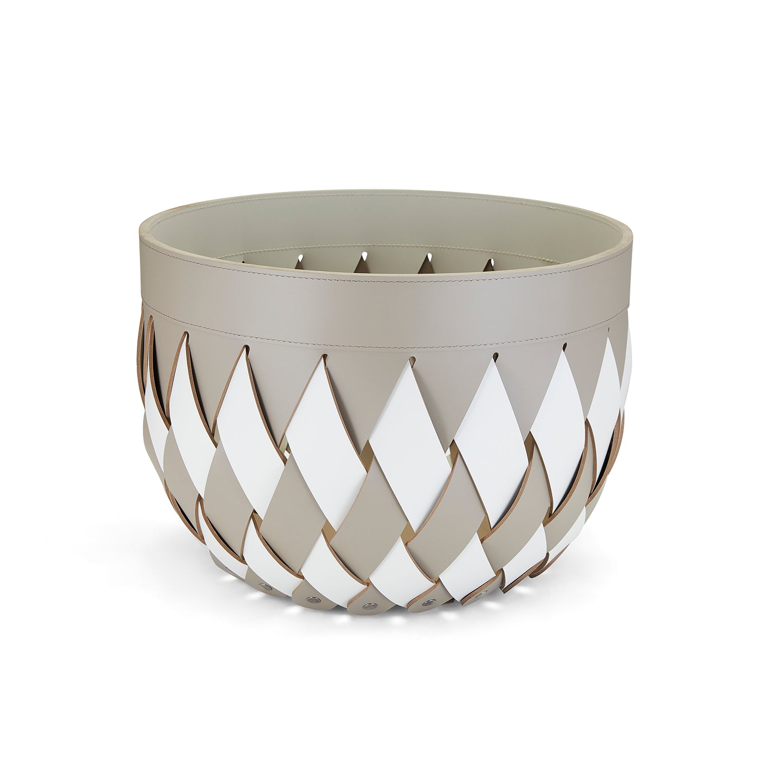 Canaria White / Taupe Leather Basket