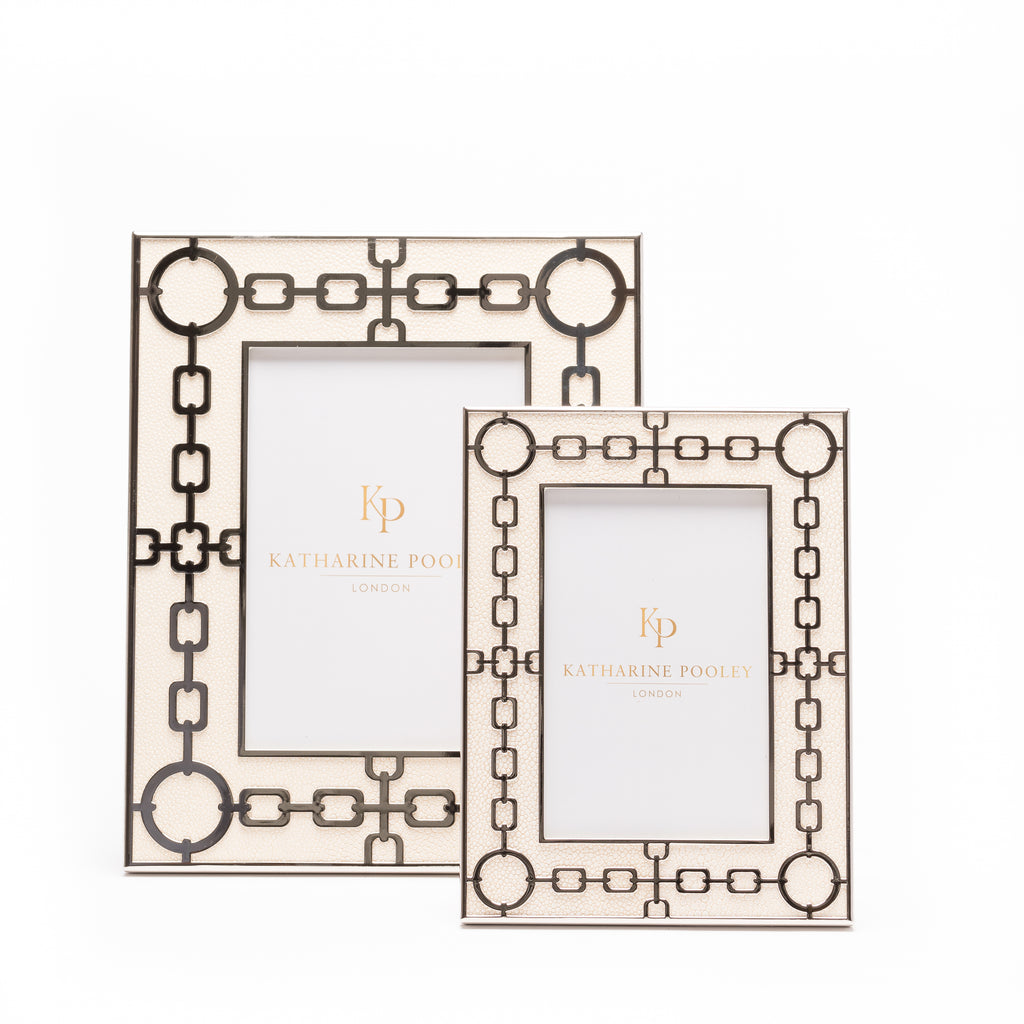 Chain Link Cream Shagreen Photo Frame
