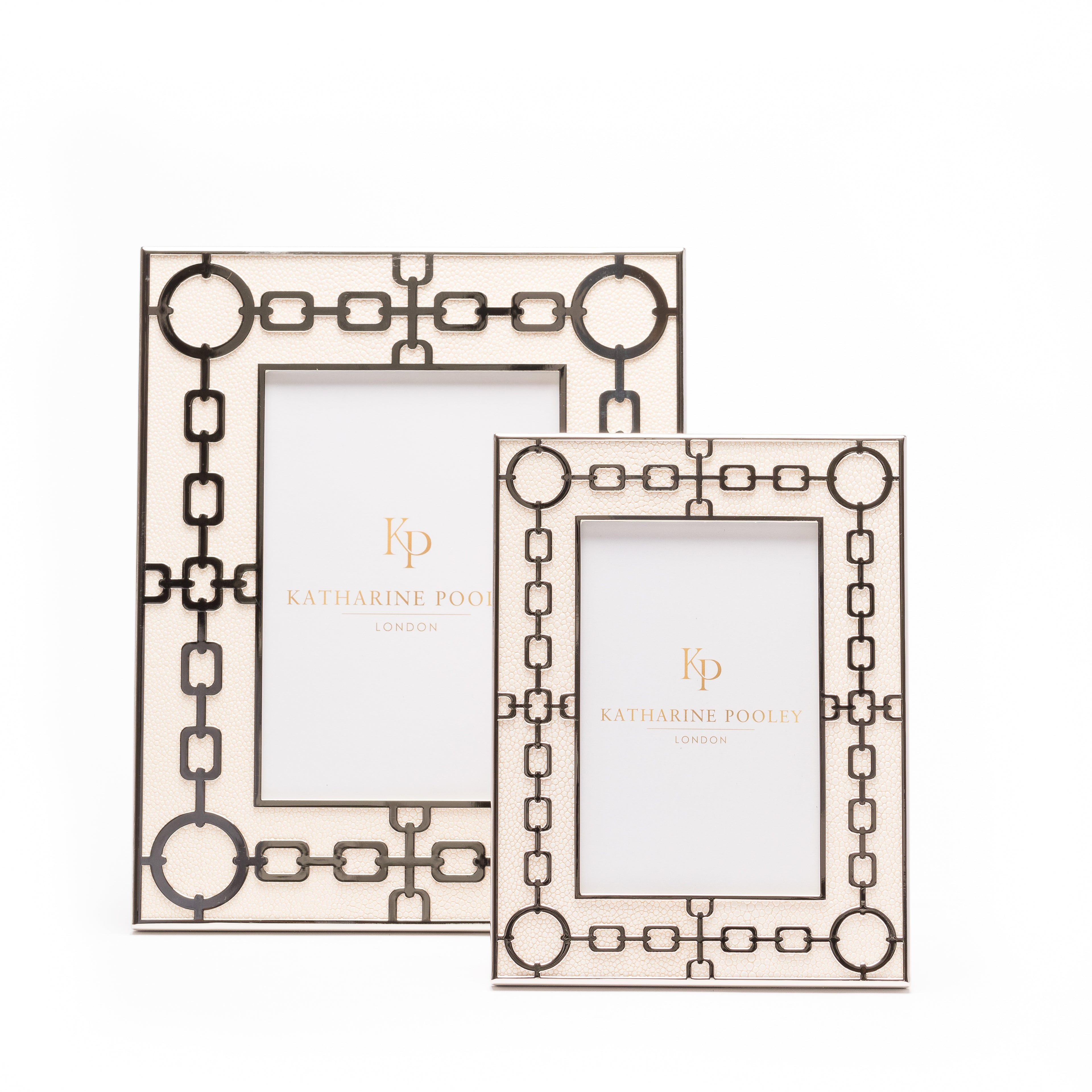 Chain Link Cream Shagreen Photo Frame