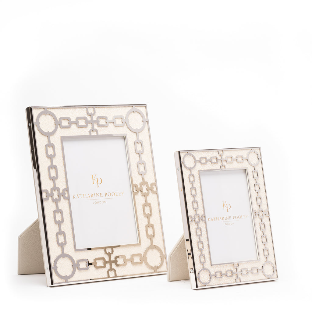 Chain Link Cream Shagreen Photo Frame