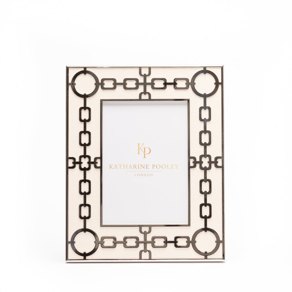 Chain Link Cream Shagreen Photo Frame
