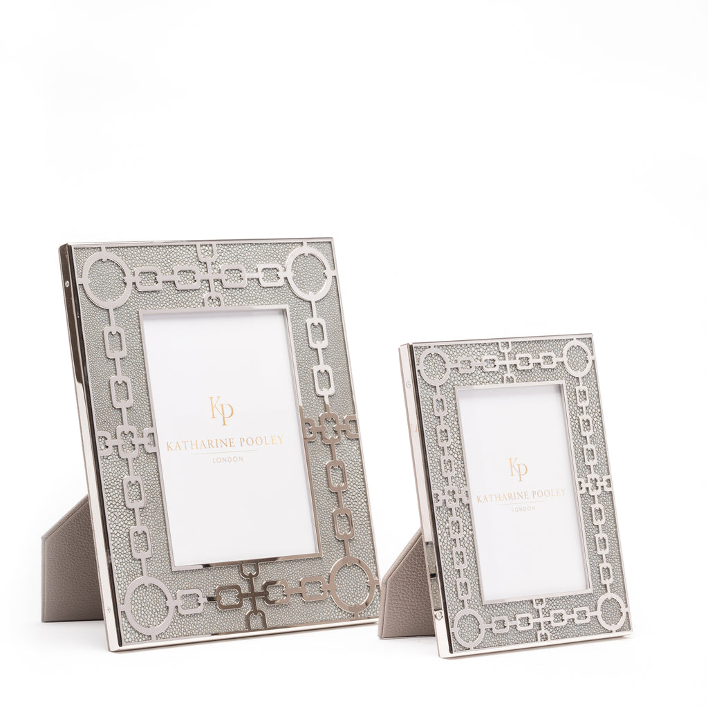 Chain Link Grey Shagreen Photo Frame