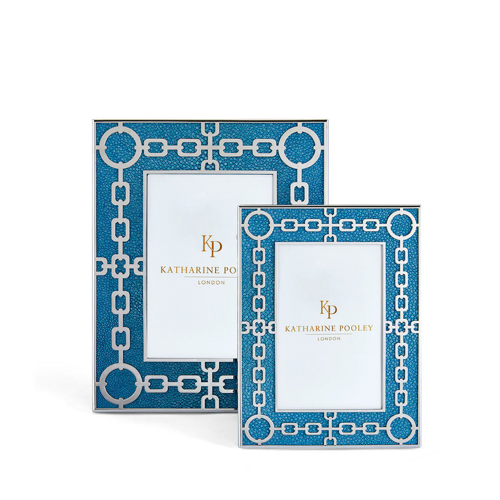 Chain Link Blue Shagreen Photo Frame
