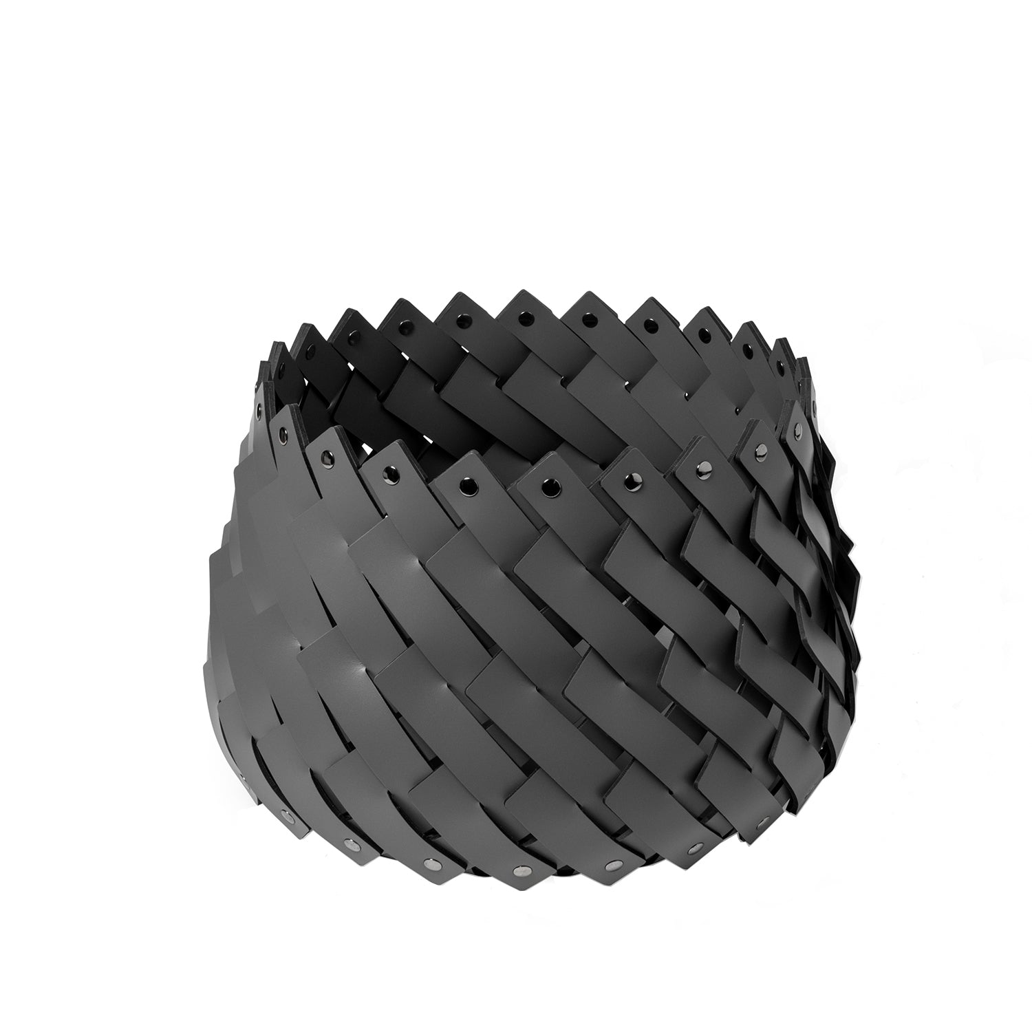 Cora Dark Grey Leather Basket