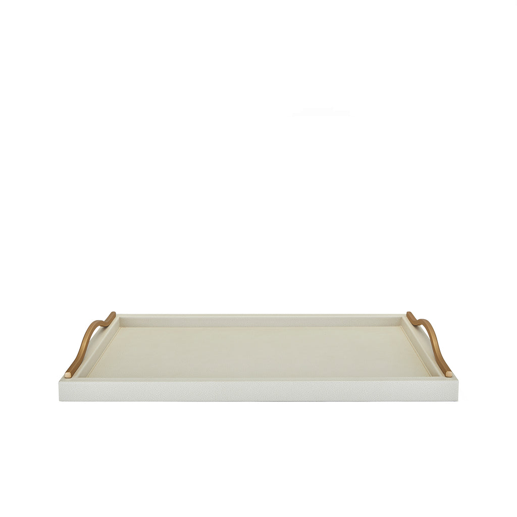 Ferdinand Leather Tray with Satin Brass Handle