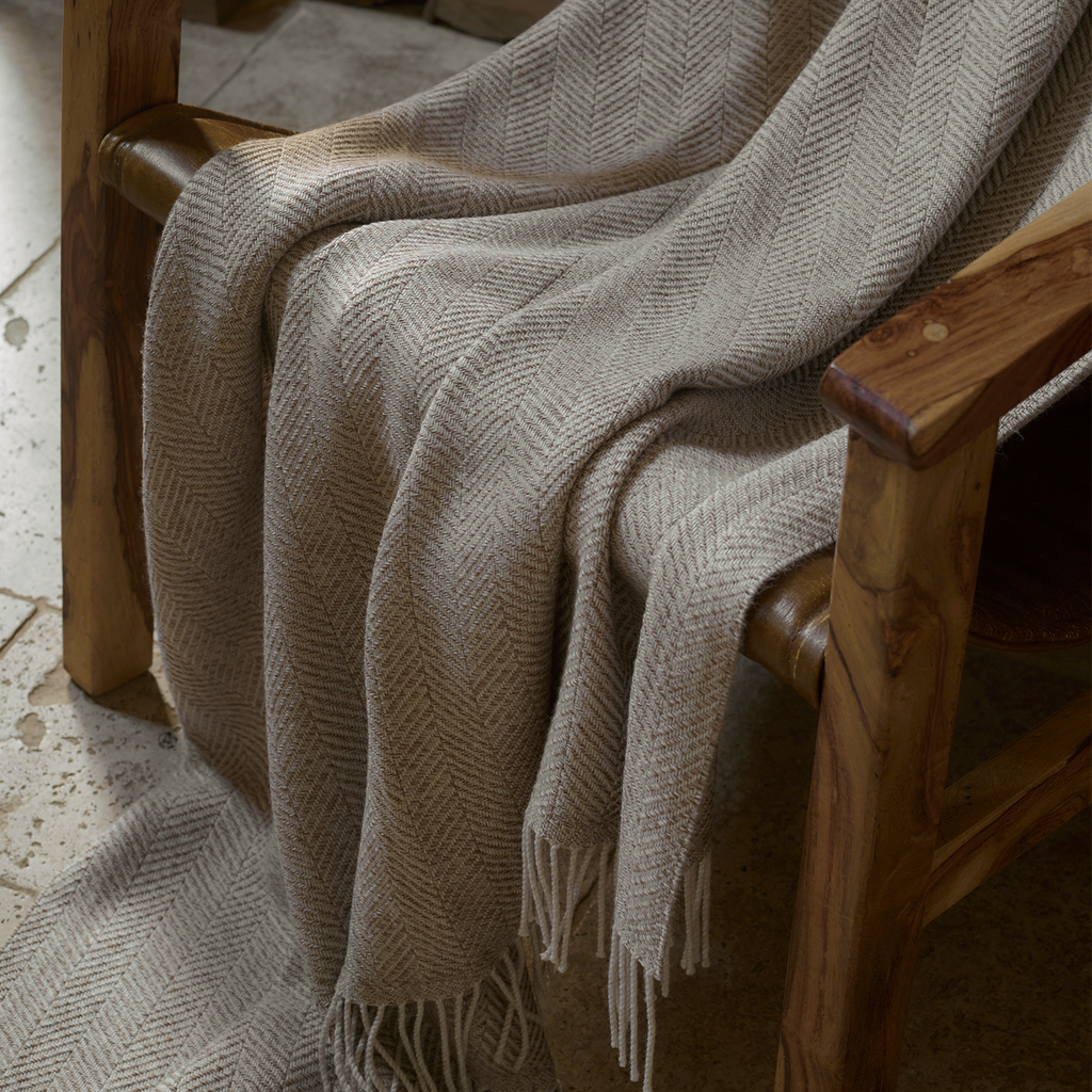 Texture Herringbone Natural Merino Throw