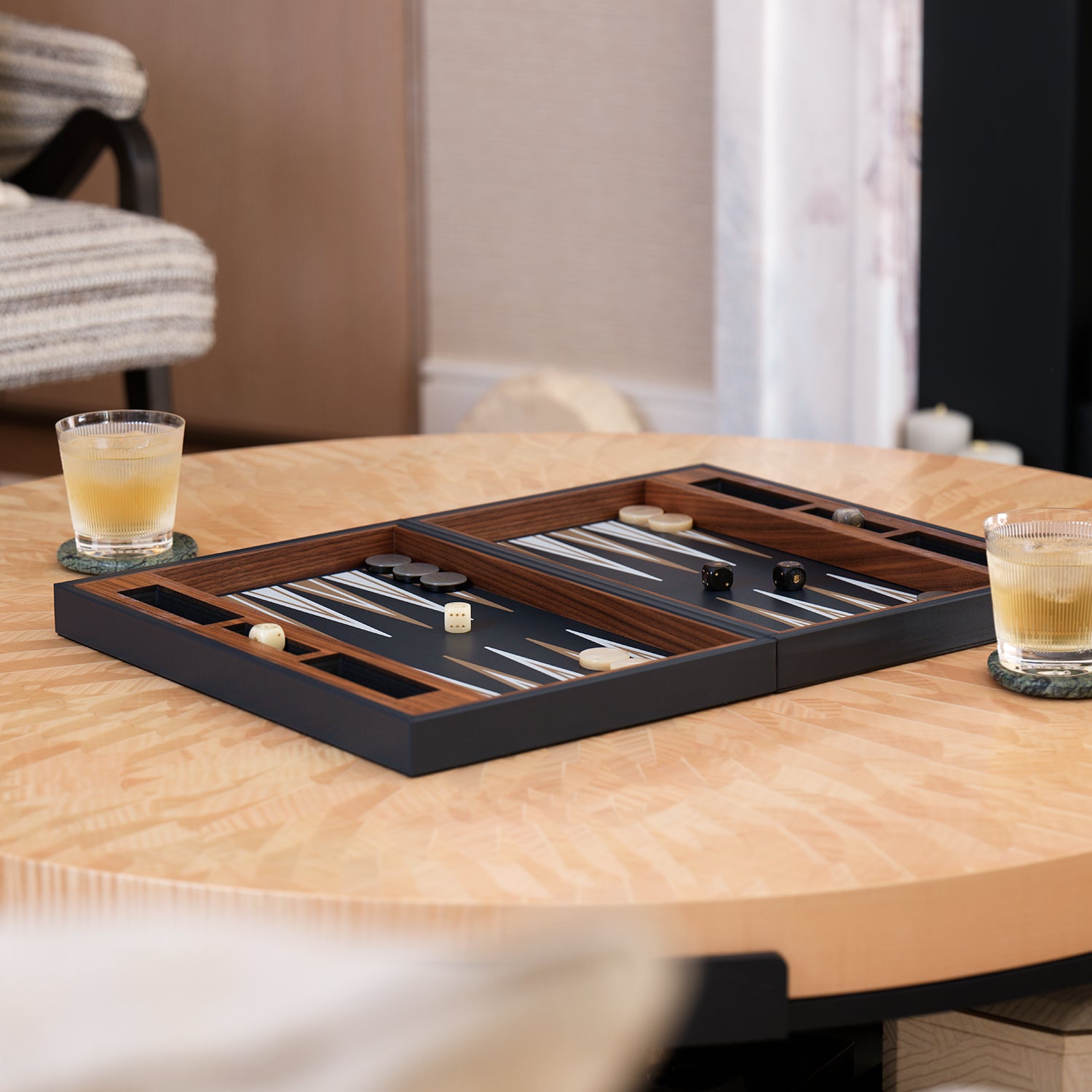 Backgammon Board in Navy Blue