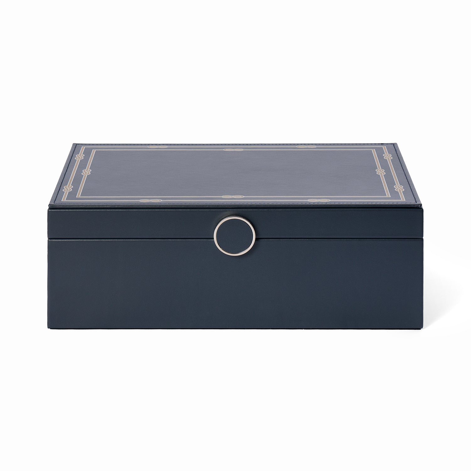 Decorative Box with Woven Print Navy Blue