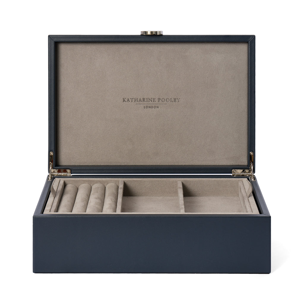 Decorative Box with Woven Print Navy Blue