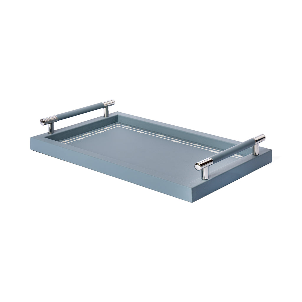 Tray with Woven Border Arctic Blue