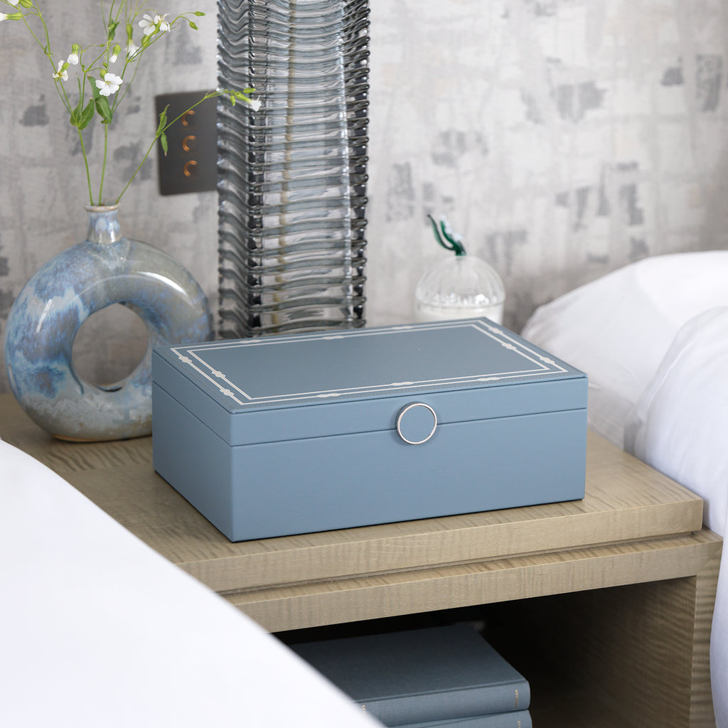 Decorative Box with Woven Print Arctic Blue