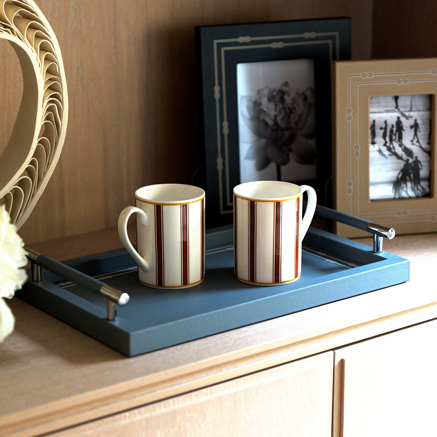 Tray with Woven Border Arctic Blue
