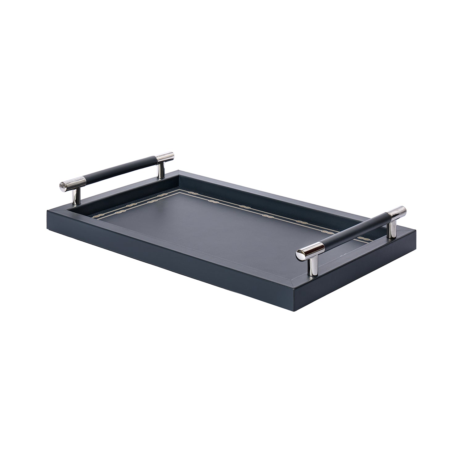 Tray with Woven Border Navy Blue