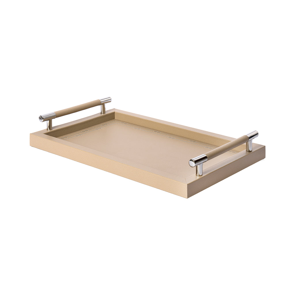 Tray with Woven Border Taupe