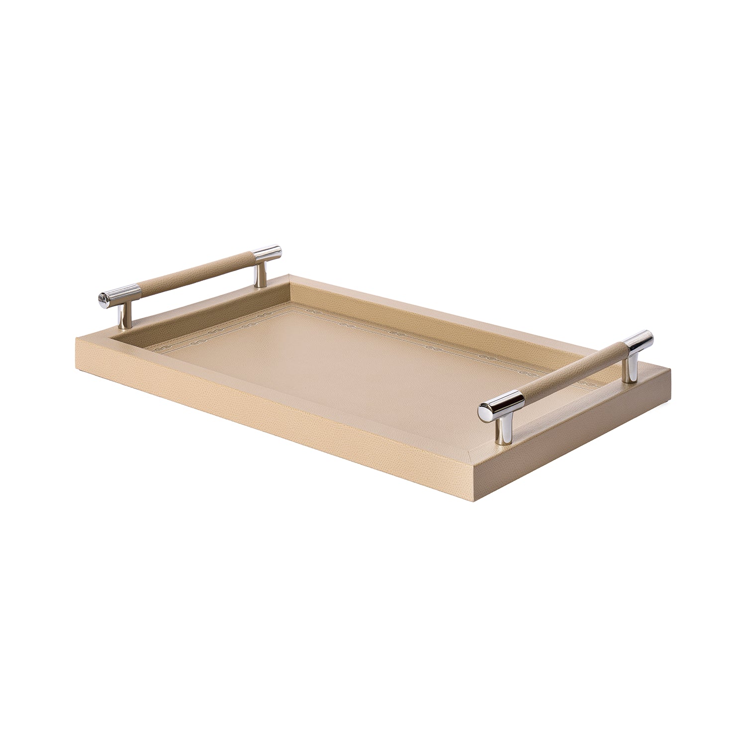 Tray with Woven Border Taupe