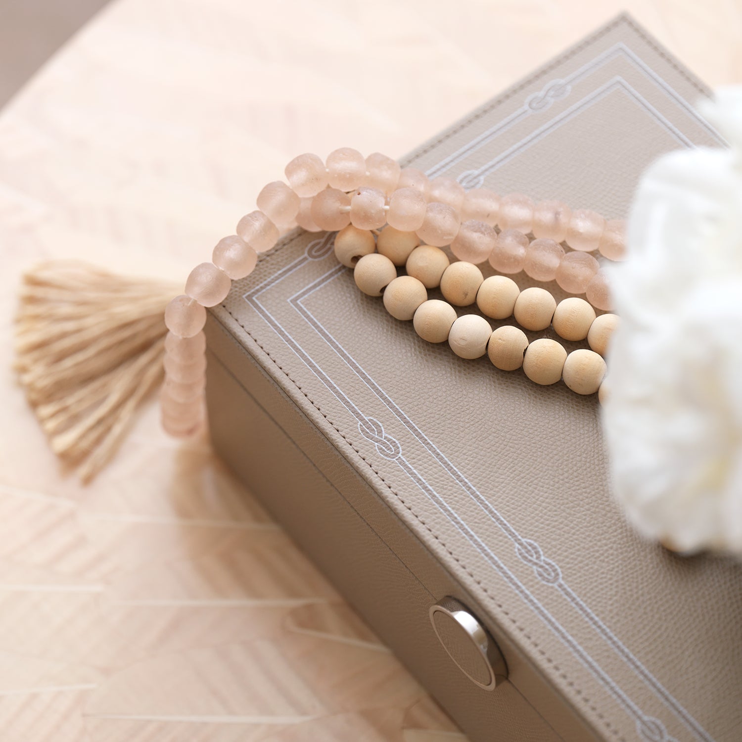 Decorative Box with Woven Print Taupe