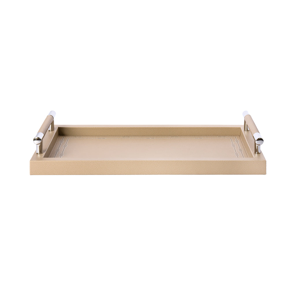 Tray with Woven Border Taupe