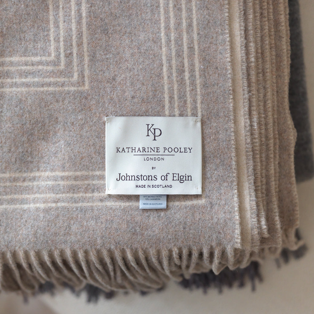 Reversible Taupe Cashmere and Wool Throw