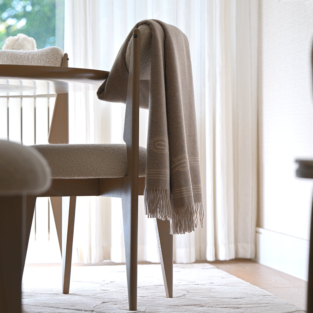 Reversible Taupe Cashmere and Wool Throw