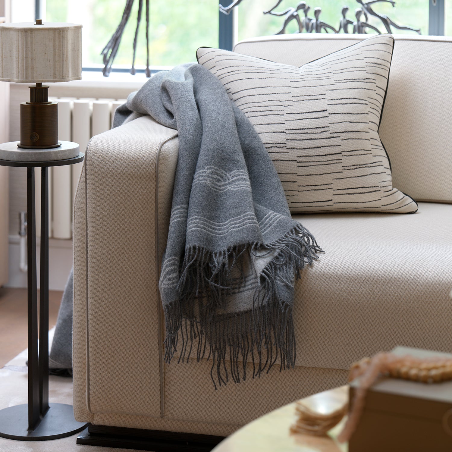 Reversible Grey Wool Throw
