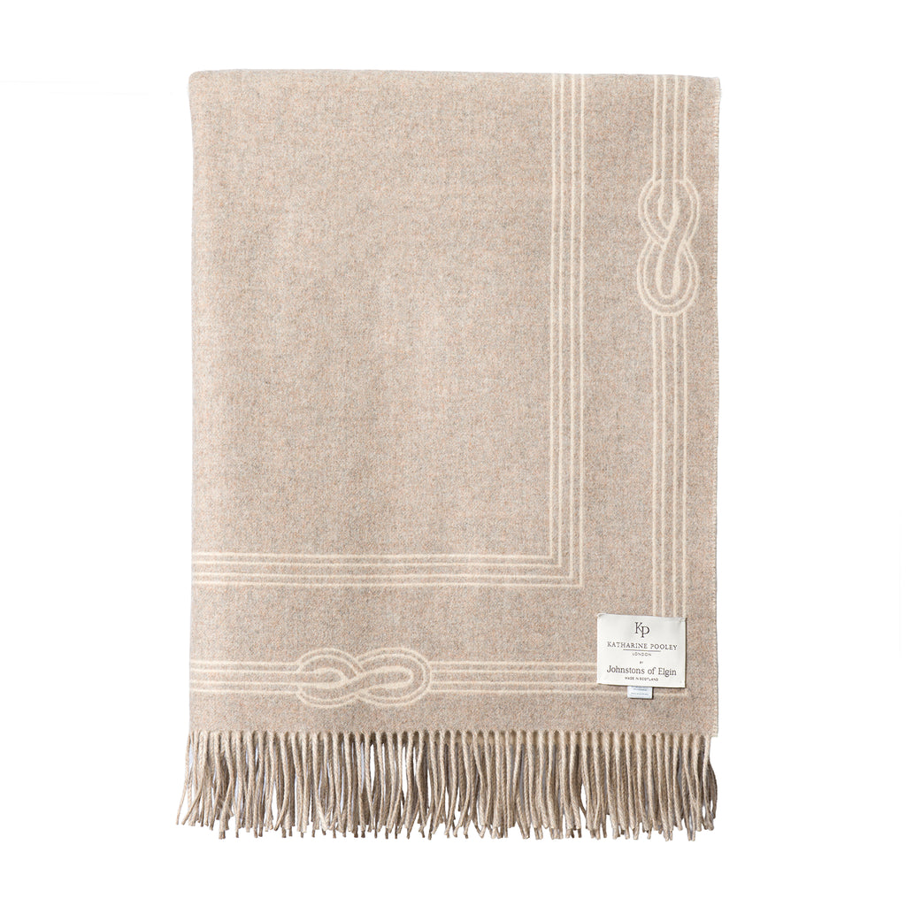 Reversible Taupe Cashmere and Wool Throw