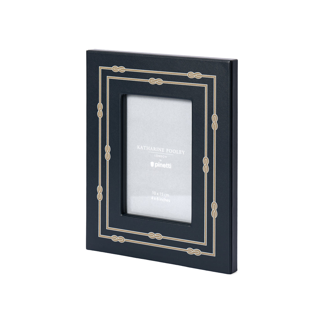 Picture Frame with Woven Print Border Navy Blue