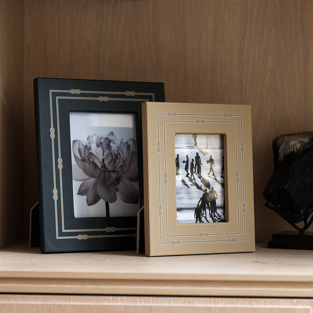 Picture Frame with Woven Print Border Taupe
