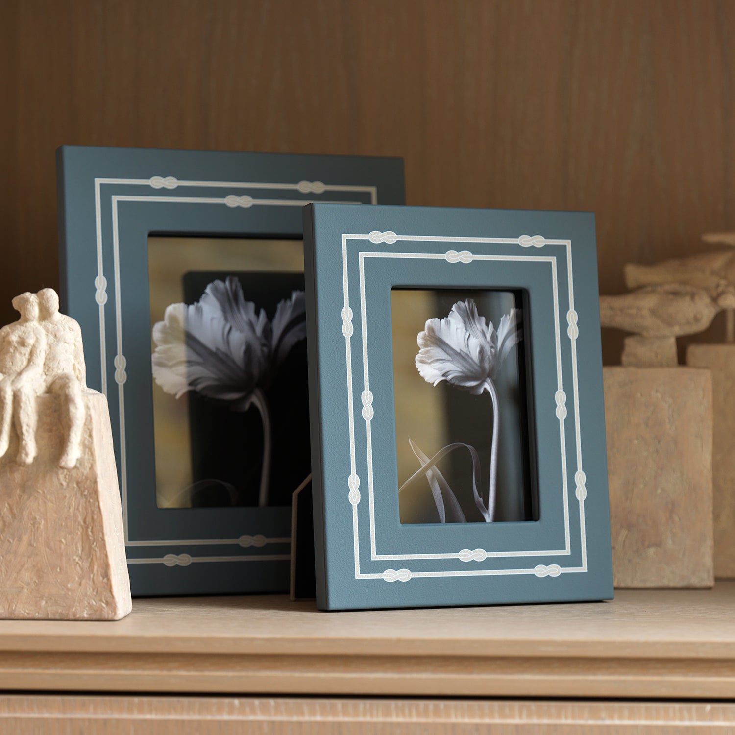 Picture Frame with Woven Print Border Arctic Blue