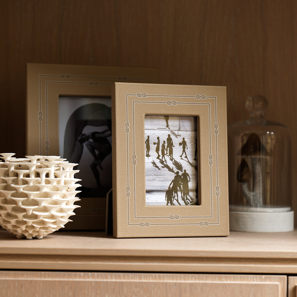 Picture Frame with Woven Print Border Taupe