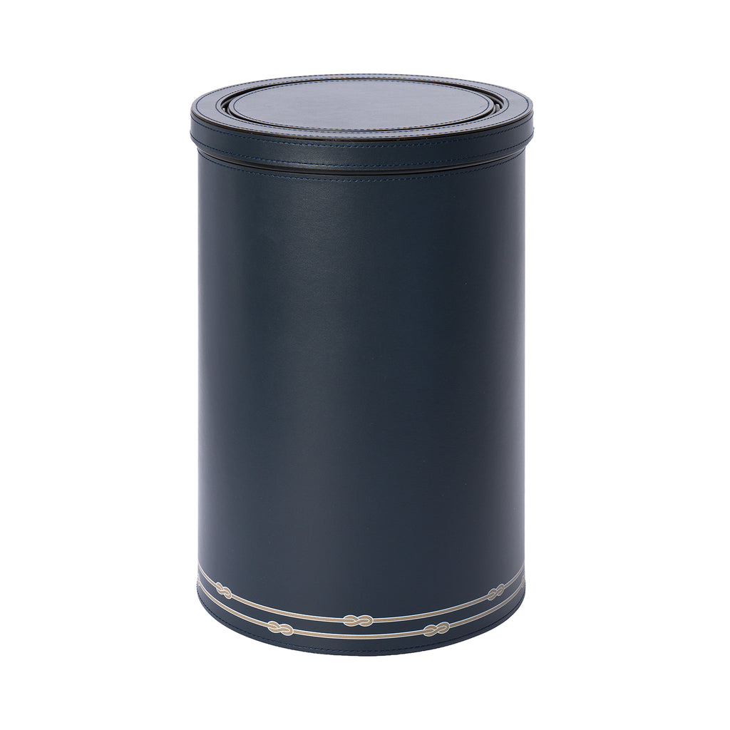 Round Metal Bin with Tilting Lid Navy Blue