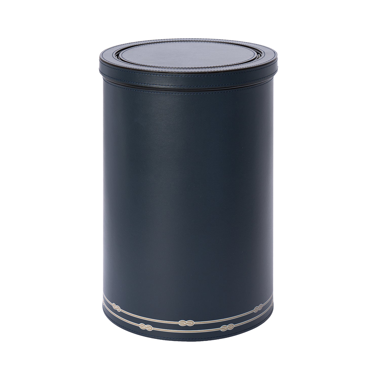 Round Metal Bin with Tilting Lid Navy Blue