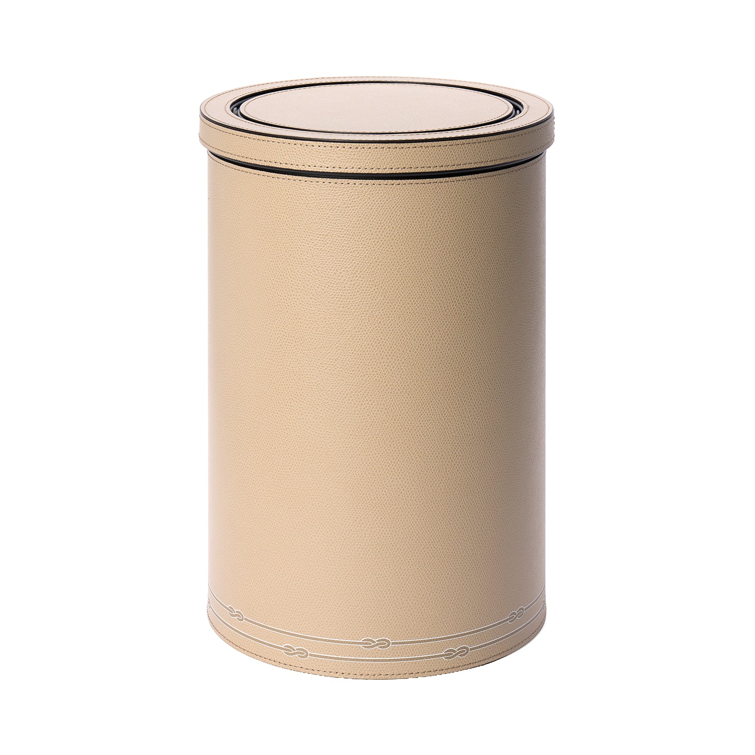 Round Metal Bin with Tilting Lid Taupe