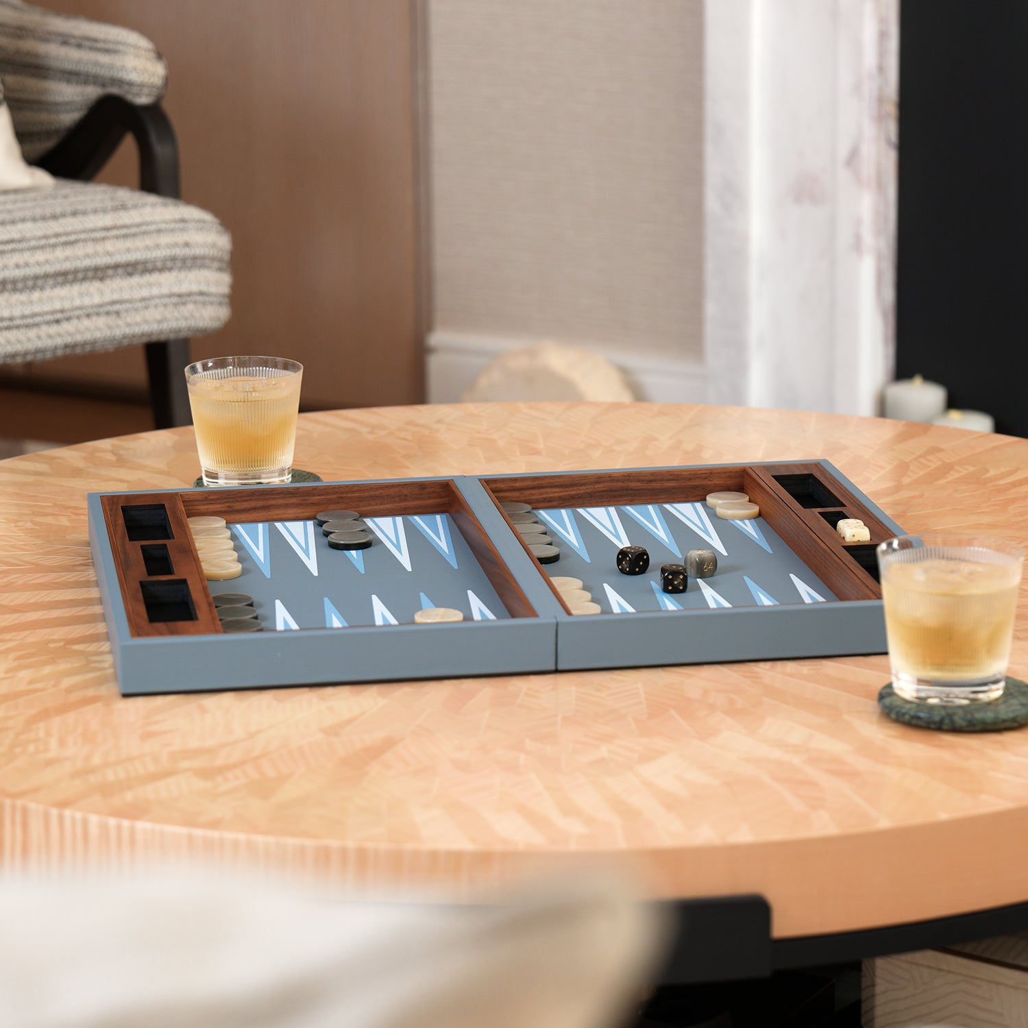 Backgammon Board in Arctic Blue