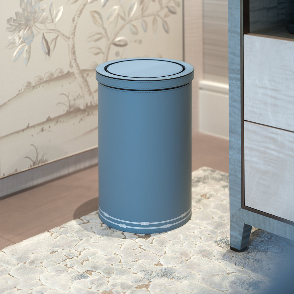 Round Metal Bin with Tilting Lid Arctic Blue