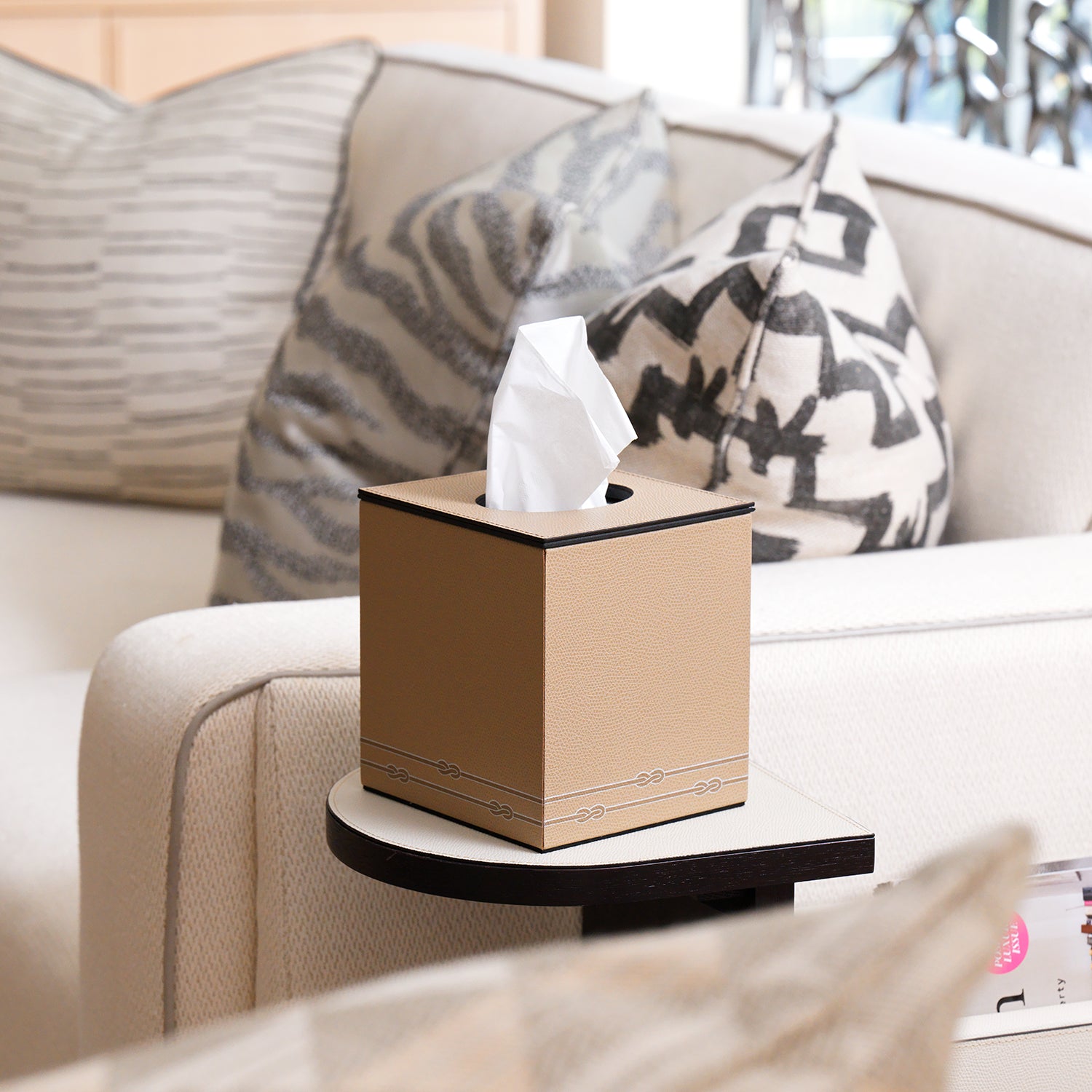 Square Tissue Box with Magnetic Lid Taupe