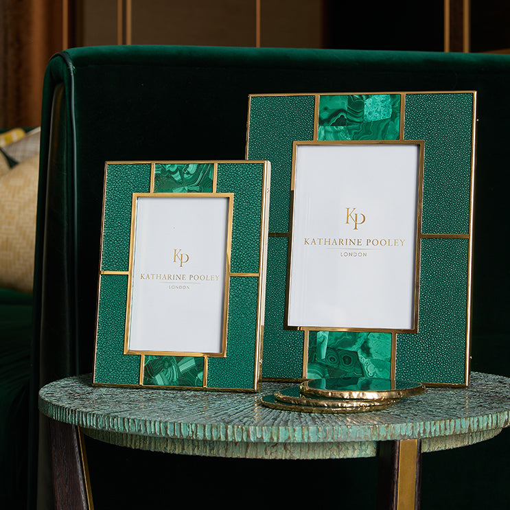 Ribbon Malachite Shagreen Photo Frame