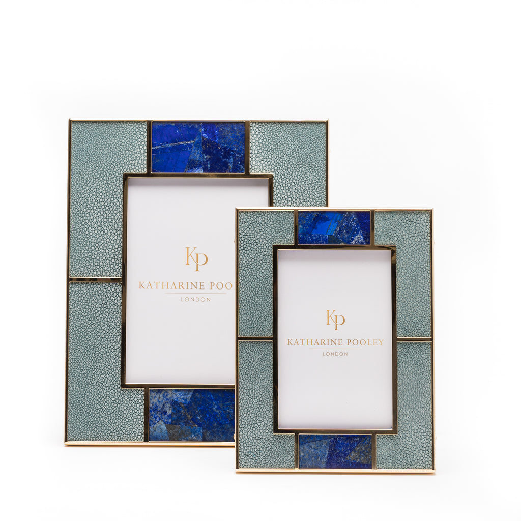 Ribbon Lapis Shagreen Photo Frame