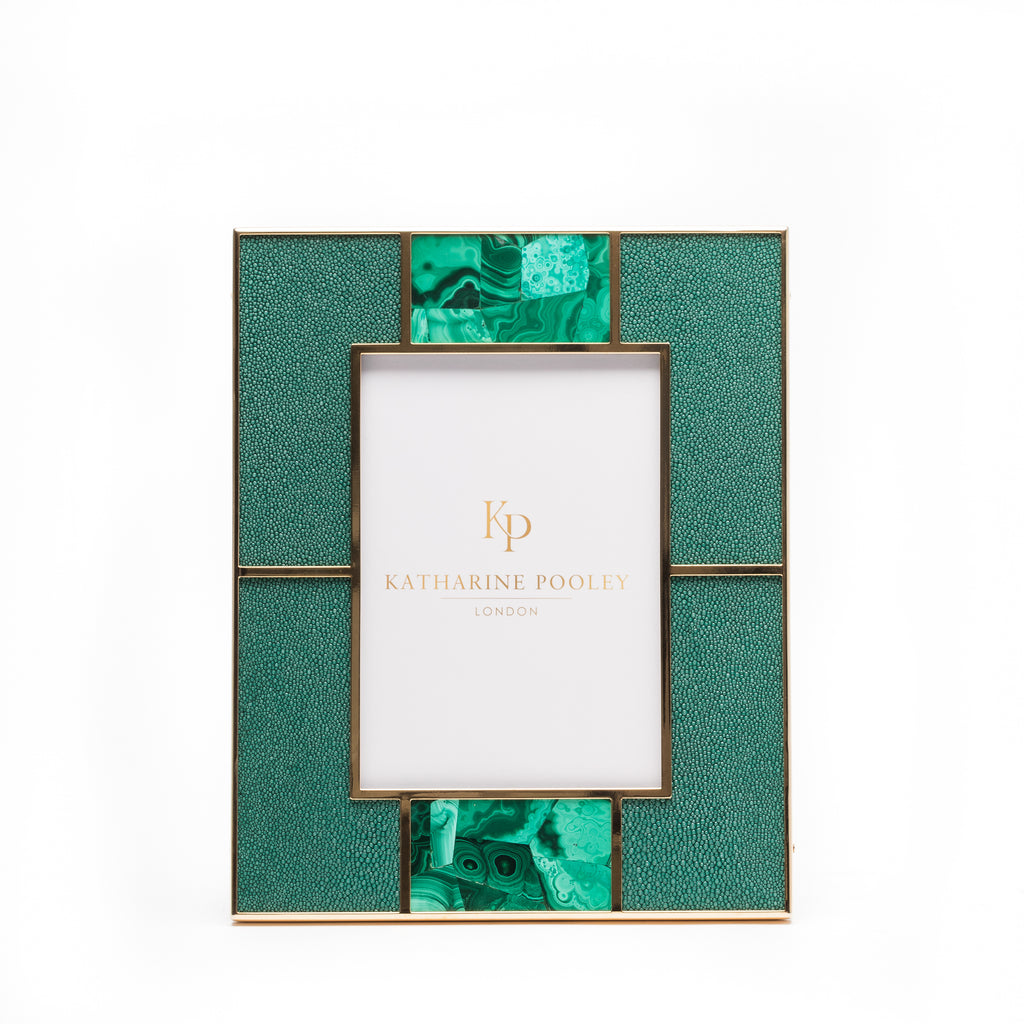 Ribbon Malachite Shagreen Photo Frame