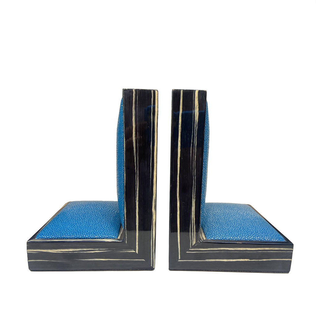 Zebrano Shagreen Bookends Pair