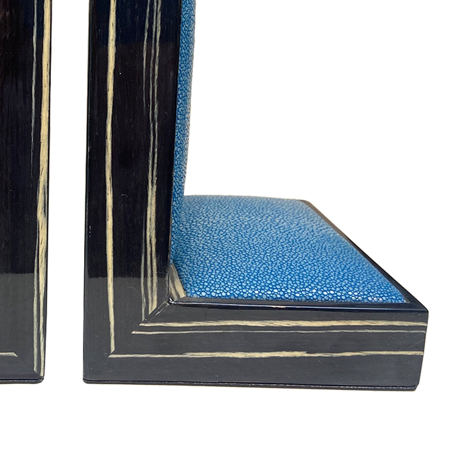 Zebrano Shagreen Bookends Pair