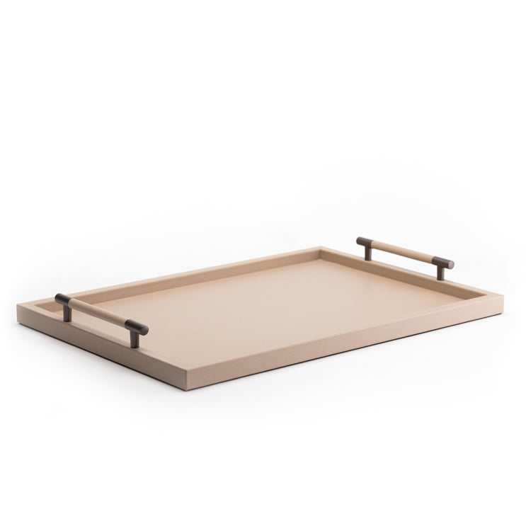 Hugo Leather Tray w/ Burnished Handle