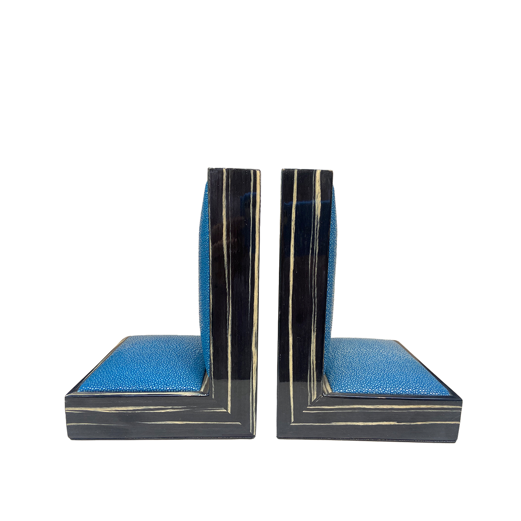 Zebrano Shagreen Bookends Pair